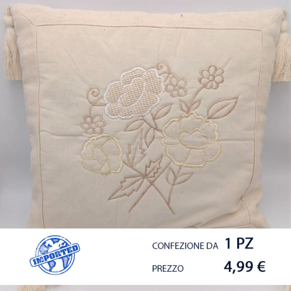 Federa copricuscino  in stile Shabby chic 40×40cm, 100 % cotone con cerniera e cursore a scomparsa;