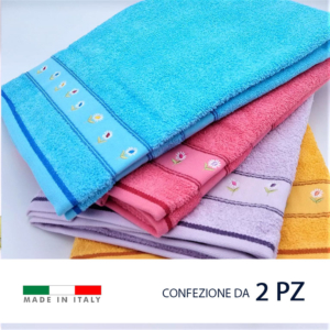 Coppia di asciugamani ricamati 100% in cotone Confezione da 2 pezzi di cui 1 ospite e 1 salvietta.