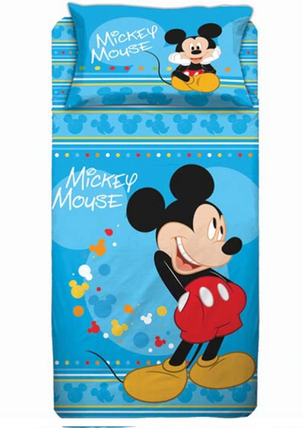 Completo letto originale Disney per letto singolo a 1 piazza, in 100% puro cotone anallergico.