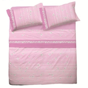 Completo letto matrimoniale in 100% cotone stampato.