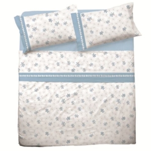 Completo letto matrimoniale in 100% cotone stampato.