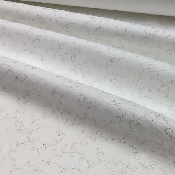 Tessuto piquet millerighe stampato, 100% cotone. Altezza 150 cm