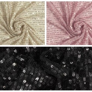 Tessuto in tulle elastico 100% poliestere, interamente ricoperto da paillettes Altezza 150 cm