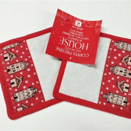 Coppia presine da forno in tessuto 100% cotone tinto in filo Jacquard,